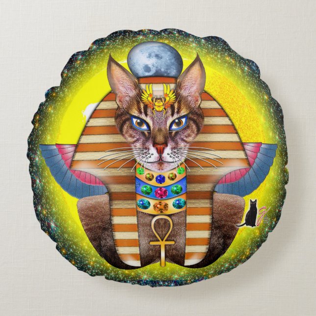 Bastet Rond Kussen (Voorkant)
