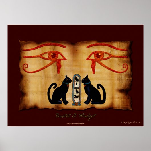 Bastet & Wadjet Egyptische Art Print (Voorkant)