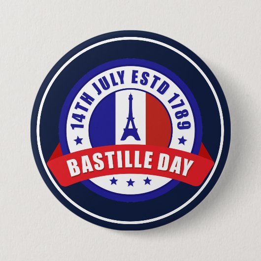 Bastille Dag 14 juli Viering Ronde Button 7,6 Cm (Voorkant)