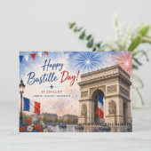 Bastille dag Arc de triomphe Parijs Frankrijk vuur Bedankkaart (Staand voorkant)