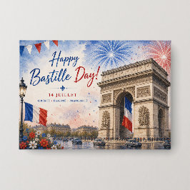 Bastille dag Arc de triomphe Parijs Frankrijk vuur Button