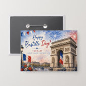 Bastille dag Arc de triomphe Parijs Frankrijk vuur Button (Voorkant / Achterkant)