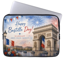 Bastille dag Arc de triomphe Parijs Frankrijk vuur Laptop Sleeve