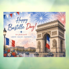 Bastille dag Arc de triomphe Parijs Frankrijk vuur Raamsticker