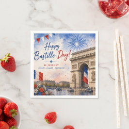 Bastille dag Arc de triomphe Parijs Frankrijk vuur Servet
