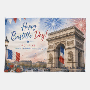Bastille dag Arc de triomphe Parijs Frankrijk vuur Theedoek