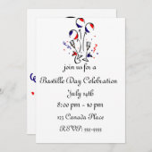 Bastille dag ballonnen en champagne uitnodiging (Voorkant / Achterkant)