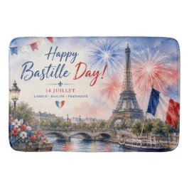 Bastille Dag Eiffeltoren Seine rivier vuurwerk Badmat