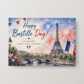 Bastille Dag Eiffeltoren Seine rivier vuurwerk Button (Voorkant)