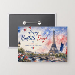 Bastille Dag Eiffeltoren Seine rivier vuurwerk Button