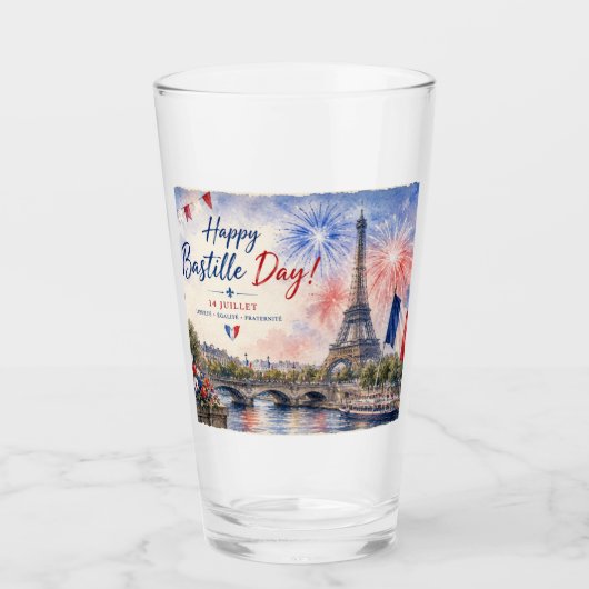 Bastille Dag Eiffeltoren Seine rivier vuurwerk Glas (Voorkant)
