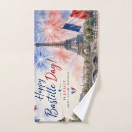 Bastille Dag Eiffeltoren Seine rivier vuurwerk Handdoek