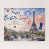 Bastille Dag Eiffeltoren Seine rivier vuurwerk Legpuzzel (Horizontaal)