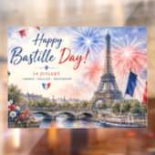 Bastille Dag Eiffeltoren Seine rivier vuurwerk Raamsticker (Vel 2)