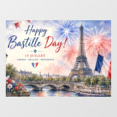 Bastille Dag Eiffeltoren Seine rivier vuurwerk Raamsticker (Vel)