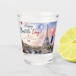 Bastille Dag Eiffeltoren Seine rivier vuurwerk Shot Glas