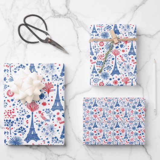 Bastille Dag Frankrijk Patroon 1 Inpakpapier Vel (Voorkant)