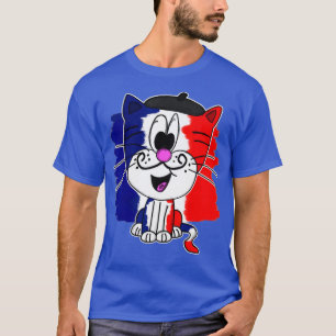 Bastille Dag Gelukkig 14 juli Kat Franse vlag T-shirt
