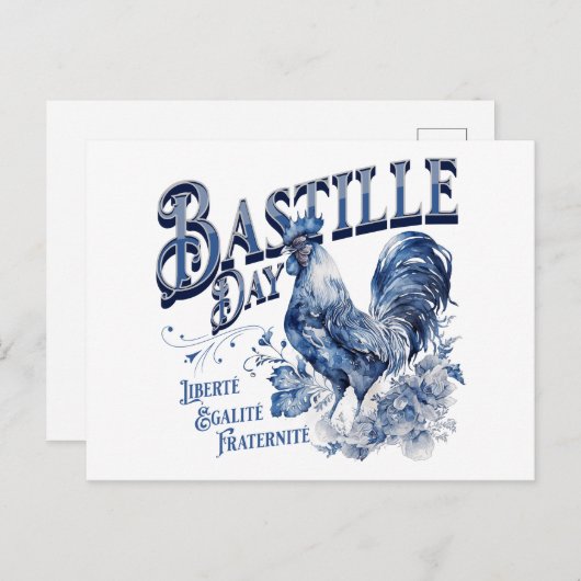 Bastille Dag Haan Briefkaart (Voorkant / Achterkant)