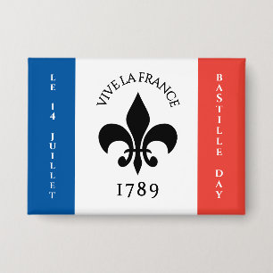 Bastille Day Fleur-de-Lis Tricolore Frankrijk Vlag Button