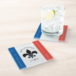 Bastille Day Fleur-de-Lis Tricolore Frankrijk Vlag Glazen Onderzetter