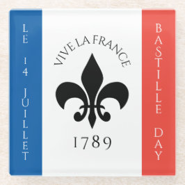 Bastille Day Fleur-de-Lis Tricolore Frankrijk Vlag Glazen Onderzetter