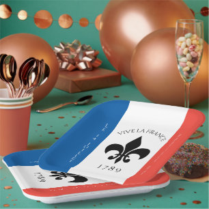 Bastille Day Fleur-de-Lis Tricolore Frankrijk Vlag Papieren Bordje