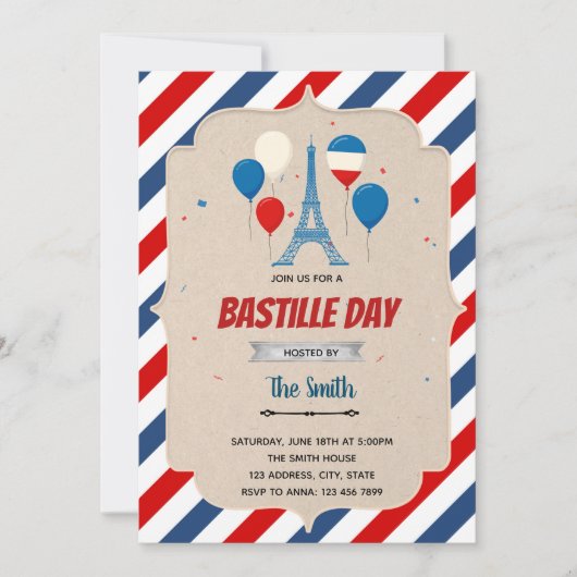 Bastille Day Flyer-Sjabloon Kaart (Voorkant)