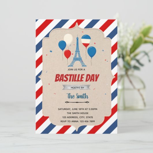Bastille Day Flyer-Sjabloon Kaart (Staand voorkant)