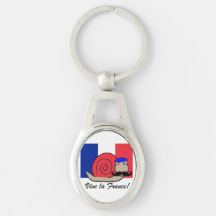 Bastille Day Franse slak in een baret Sleutelhanger