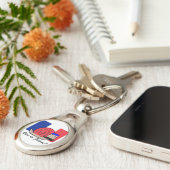 Bastille Day Franse slak in een baret Sleutelhanger (Zijkant)