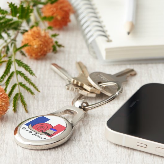 Bastille Day Franse slak in een baret Sleutelhanger (Zijkant)