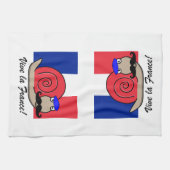 Bastille Day Franse slak in een baret Theedoek (Horizontaal)