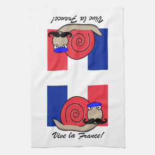 Bastille Day Franse slak in een baret Theedoek