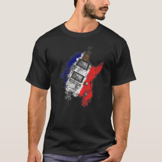Bastille Day French Flag Electric Guitar Guitarist T-shirt