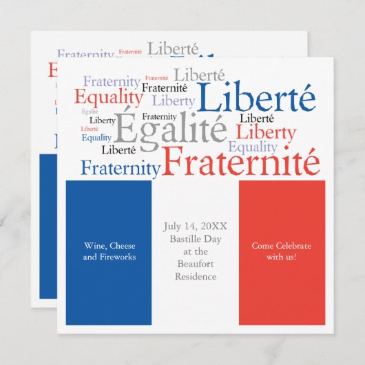 Bastille Day Juli 14 Franse themapartij Kaart (Voorkant / Achterkant)