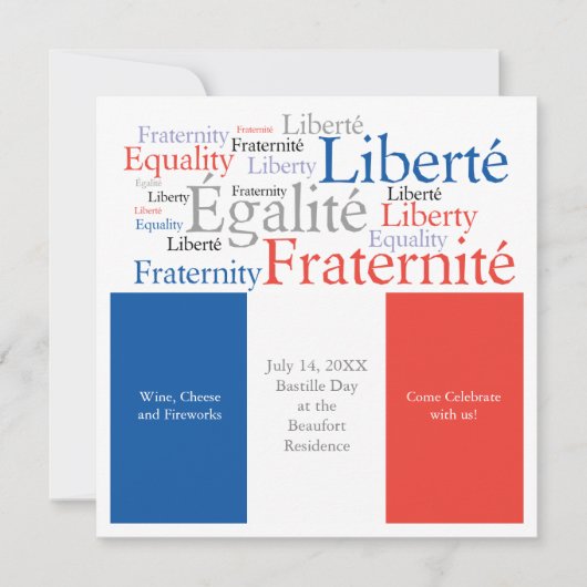 Bastille Day Juli 14 Franse themapartij Kaart (Voorkant)