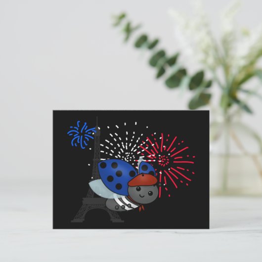 Bastille Day Ladybug, glimlach Briefkaart (Staand voorkant)