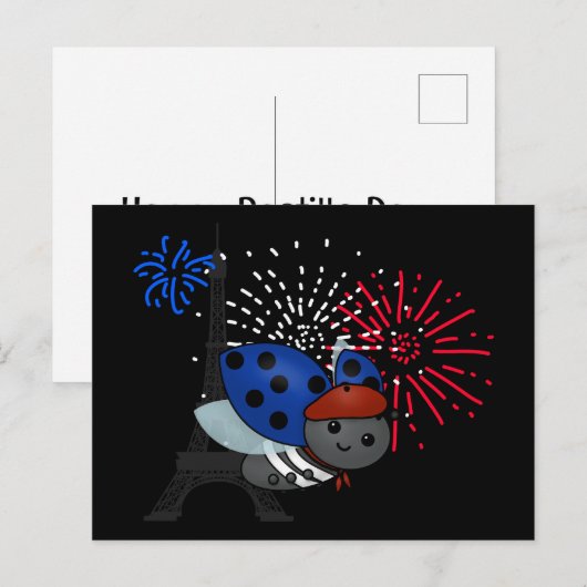 Bastille Day Ladybug, glimlach Briefkaart (Voorkant / Achterkant)