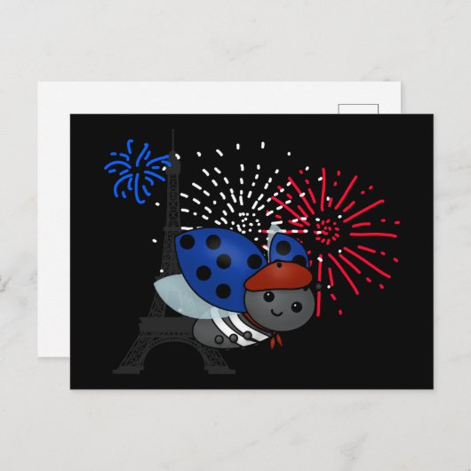 Bastille Day Ladybug, glimlach Briefkaart (Voorkant / Achterkant)