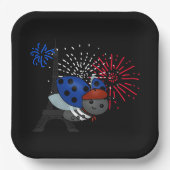 Bastille Day Ladybug, glimlach Papieren Bordje (Voorkant)