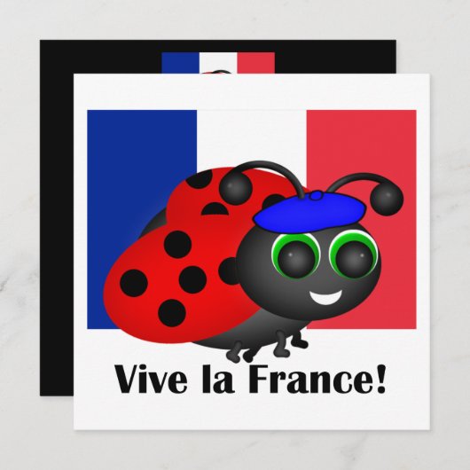 Bastille Day Ladybug uitnodiging (Voorkant / Achterkant)