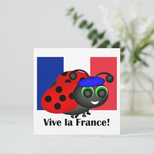 Bastille Day Ladybug uitnodiging (Staand voorkant)