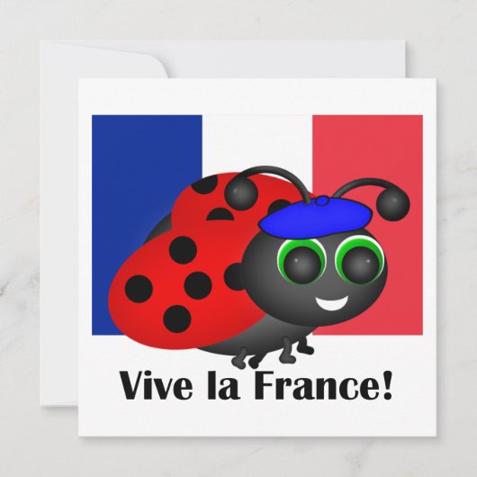 Bastille Day Ladybug uitnodiging (Voorkant)