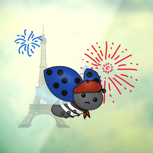 Bastille Day Ladybug, verveeld Raamsticker (Vel 3)