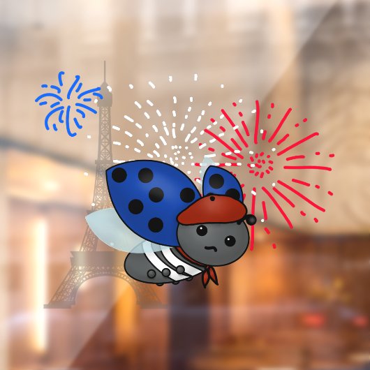 Bastille Day Ladybug, verveeld Raamsticker (Vel 2)