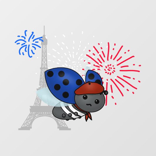 Bastille Day Ladybug, verveeld Raamsticker (Vel)