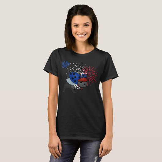 Bastille Day Ladybug, verveeld T-shirt (Voorkant volledig)