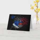 Bastille Day Ladybug, verveelde Kaart (Gele Bloem)
