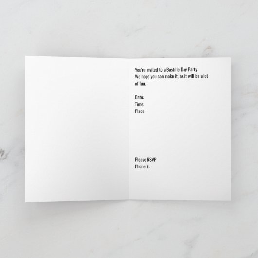 Bastille Day Party uitnodiging met Eiffeltorens (Binnen)